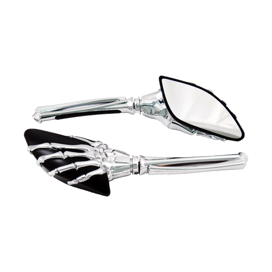MotoTown Skeleton Mirror Set Chrome & Black