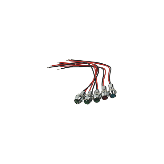 MotoTown 5-Piece 6 mm LED Indicator Light Kit - Red/Green/Blue, 10 cm Leads for 2004+ XL OE Meter & Indicator