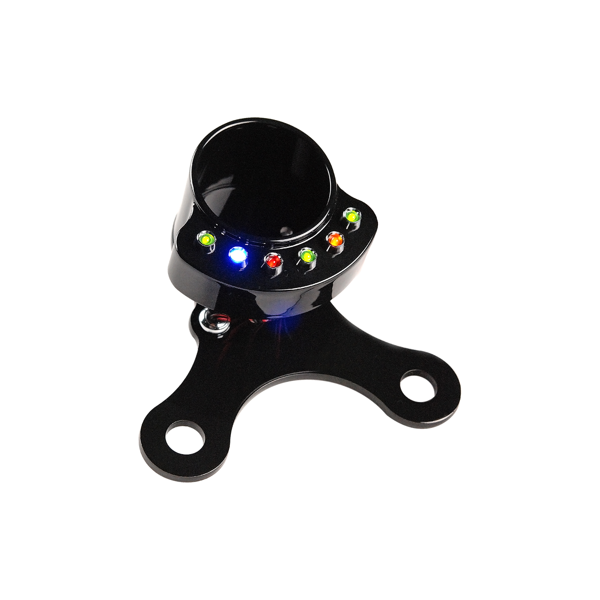 MotoTown 48 mm Single-Gauge T-Bar Mount with Six Indicator-Light Positions - Gloss Black