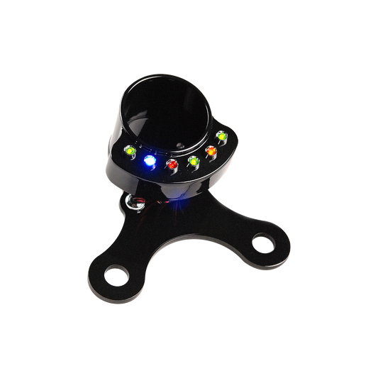 MotoTown 48 mm Single-Gauge T-Bar Mount with Six Indicator-Light Positions - Gloss Black