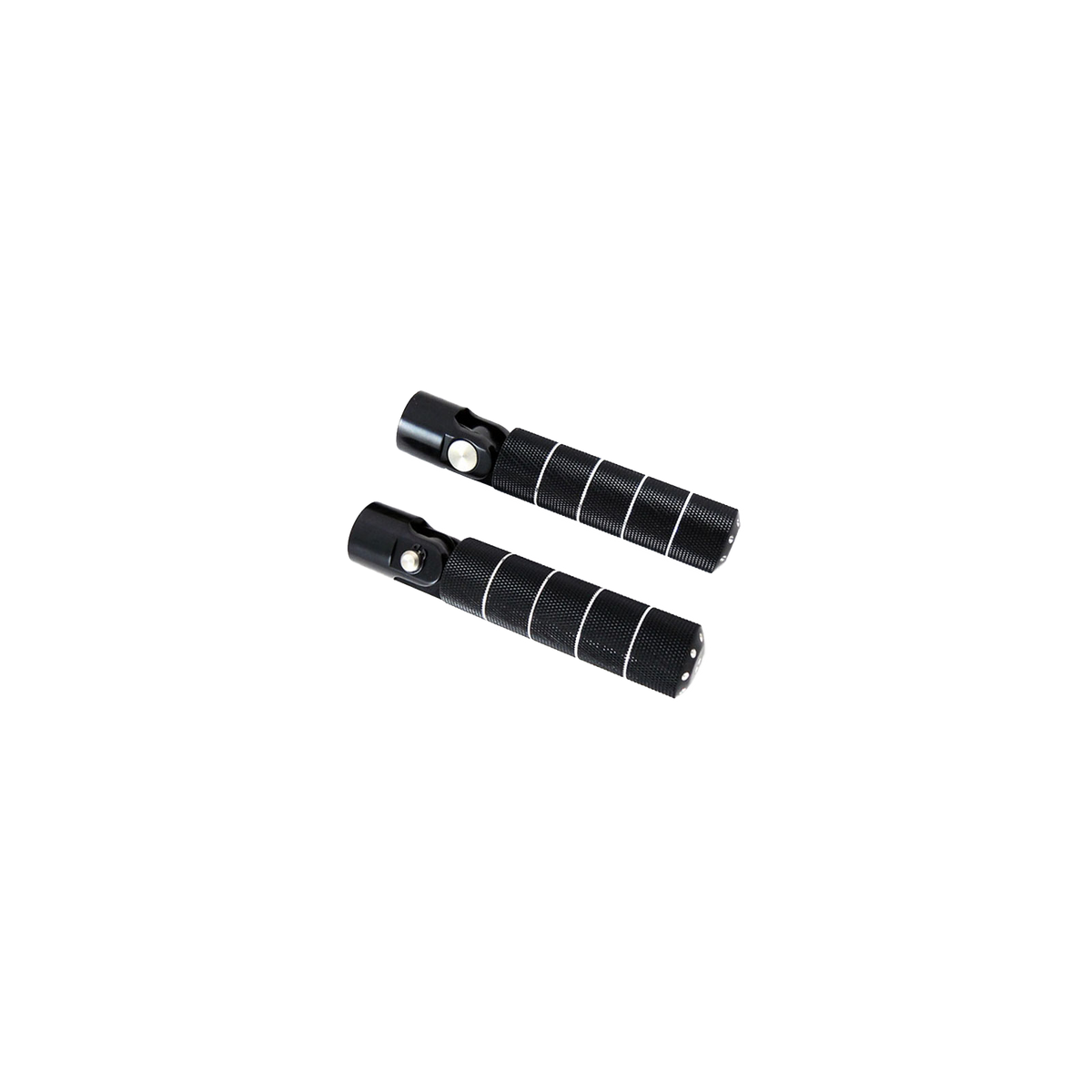 MotoTown Bomber Knurled Folding Footpeg Pair - Black Contrast Cut, 3/8-16 Mount