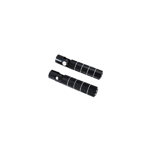MotoTown Bomber Knurled Folding Footpeg Pair - Black Contrast Cut, 3/8-16 Mount