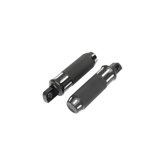 MotoTown Cobra Male-Mount Footpeg Pair - Black / Contrast Machined