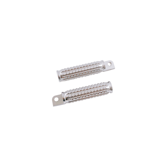 MotoTown Footpeg Pair, Passenger, Grained, Chrome