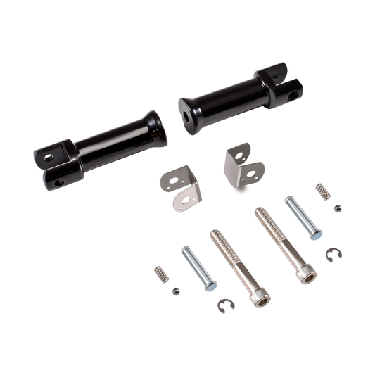MotoTown Passenger Footpeg Support Kit - Gloss Black, OEM 50500769 / 50500744