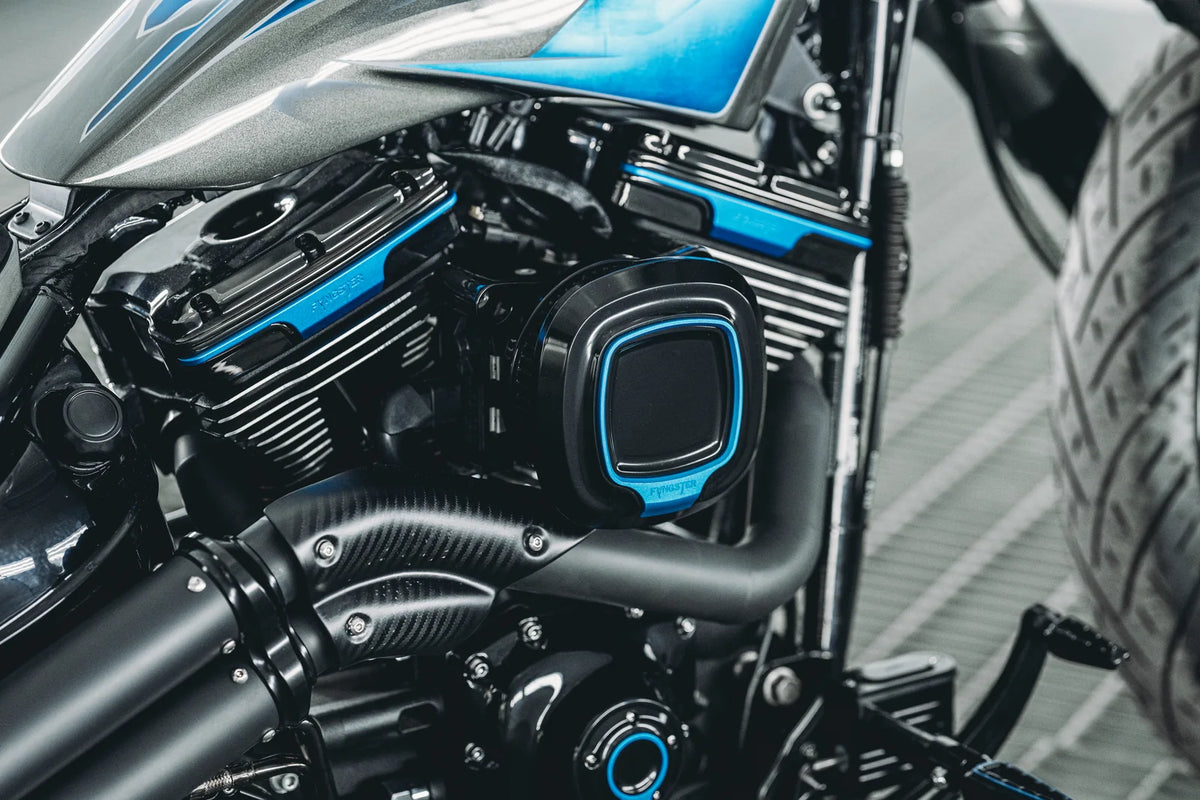 FANGSTER Color Collection air cleaner installed on a motorcycle
