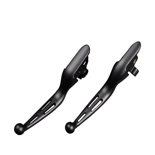 MotoTown matte black slotted brake and clutch lever set