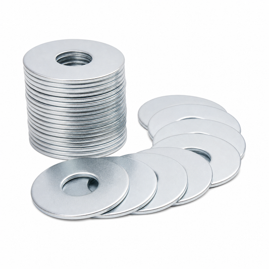 MotoTown white-zinc flat steel washer 100-pack