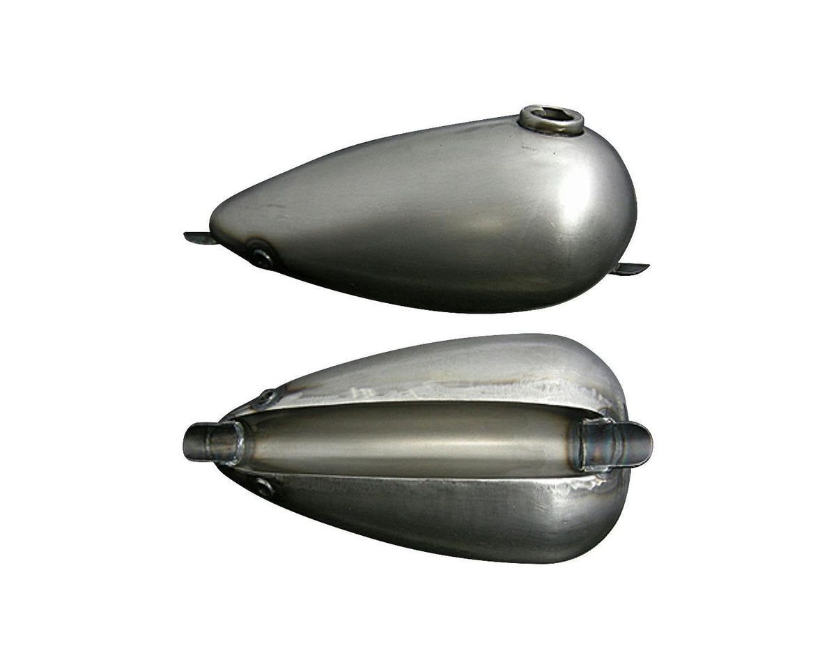 Neofactory 001572 unpainted narrow Mustang tank, cam cap / 40 mm tunnel depth - side and underside views