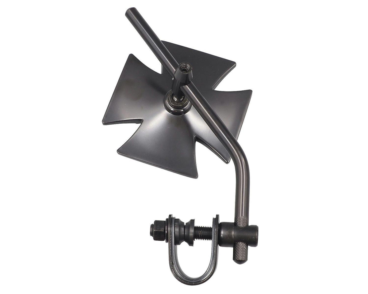 Neofactory 006276 black cross mirror rear and 1-inch handlebar clamp