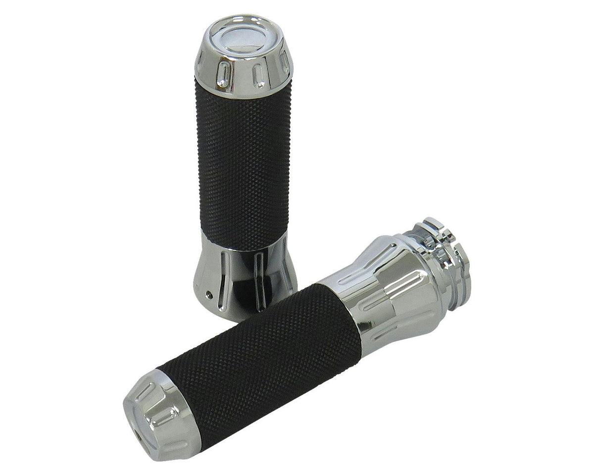 Neofactory 016679 Cobra cable-throttle grip pair, chrome body and black rubber